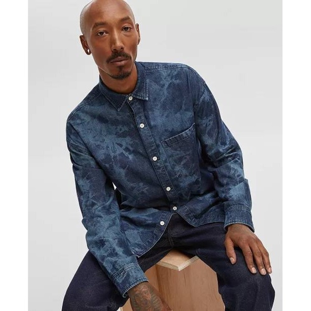 Mode‎ of One Mens Tribeca Relaxed Fit Denim Shirt XXL Dark Wash 100189702MN